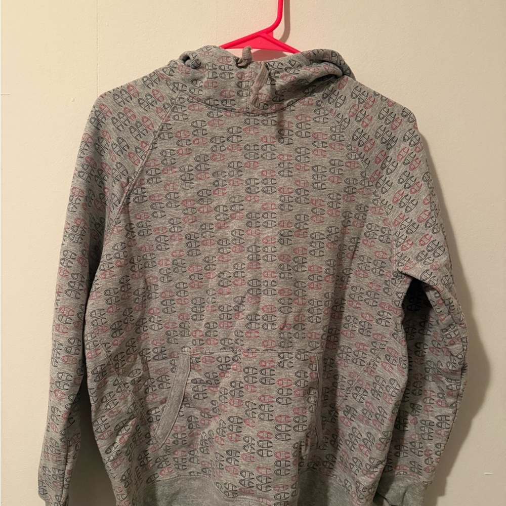 Champion Gray Hoodie with Logo Design